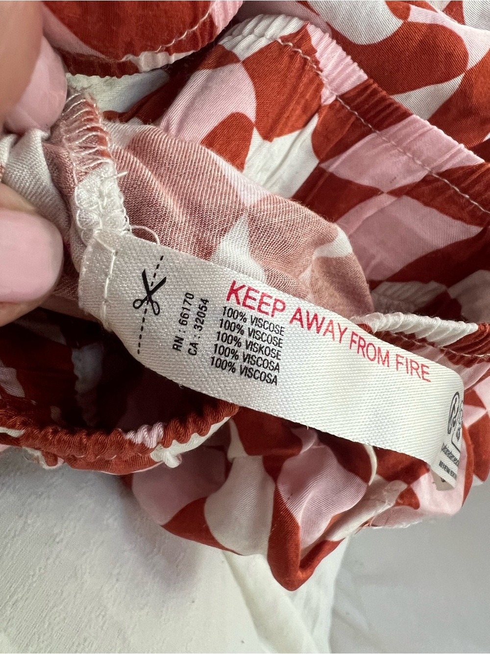 Anthropologie Retro Red & White Geometric Wide-Leg silky lounge Pants xl - Picture 5 of 6